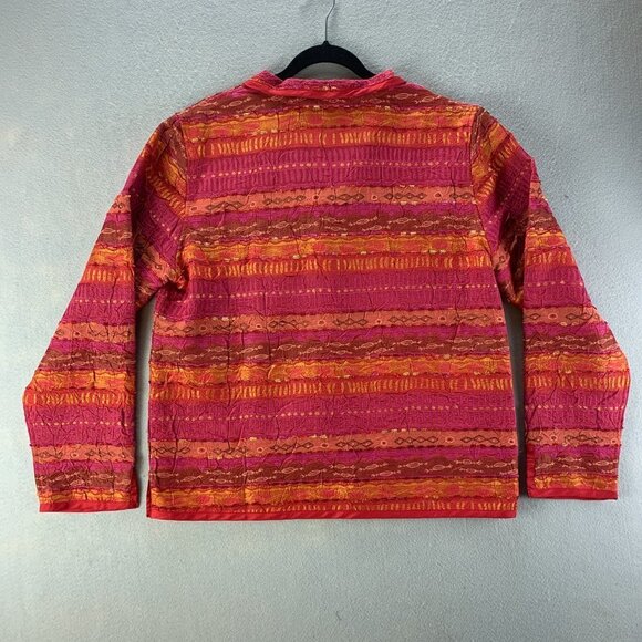 Orvis Womens Blazer Jacket Medium Red Orange Button Textured Polyester Casual - Picture 6 of 13